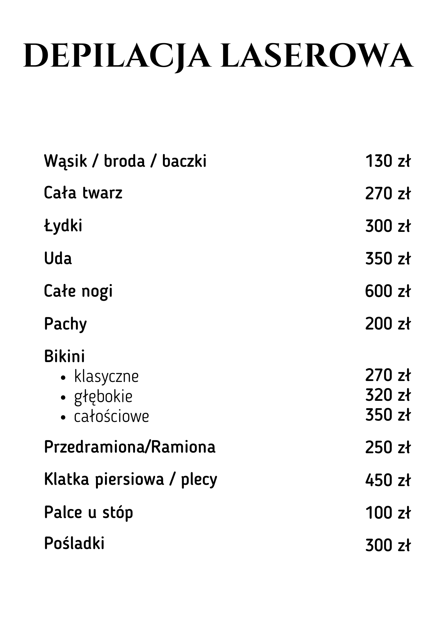 SKIN CENTER » Cennik